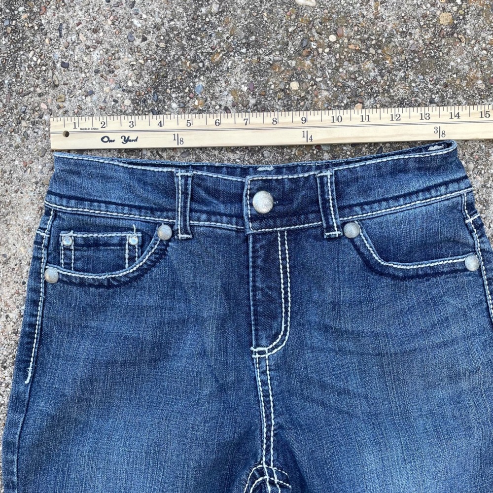 Code Bleu Jeans Womens Size 4 Blue Embroidered Back Pocket Bootcut Stretch Denim - Picture 5 of 8